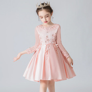 女童婚纱礼服裙中大童装，公主裙长袖，秋冬装韩版3-13岁儿童连衣裙子