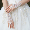 速发韩式简约婚纱礼服手套，新娘短款蕾丝绑带白色，演出亮片红色手套