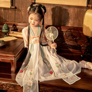 茗楠之家汉服女童古装，小女孩夏季中国风，超仙儿童古装短袖连衣裙