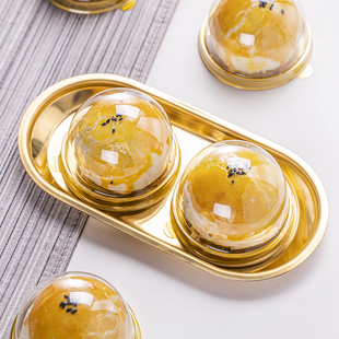 蛋黄酥包装盒单个雪媚娘青团，透明吸塑盒圆形底托中秋月饼包装盒子