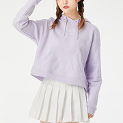 Adidas阿迪达斯卫衣女春季紫色连帽衫运动服休闲短款套头衫GL7432