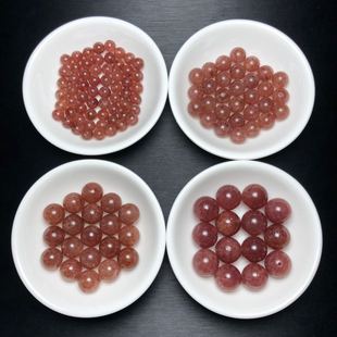 天然草莓晶散珠 DIY粉水晶圆珠半成品手工串珠饰品材料编织配件