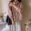 c107小米家韩国女装多巴胺，春秋长袖纯棉粉色宽松牛仔，衬衫上衣外套