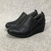 外贸2023欧美风松紧带坡跟，高跟显瘦款休闲大码女鞋单鞋f3671