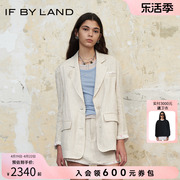 ifbyland24春夏，米白色碎花拼接宽松亚麻，西装女