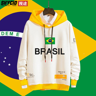 巴西brazil国家队足球队服，球衣球迷服男女情侣，连帽卫衣加绒外套jl