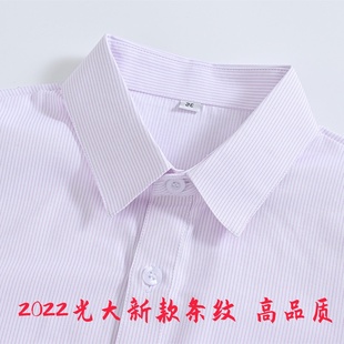 2023光大银行行服女衬衣短袖长袖紫色细条纹工作服西裤马甲
