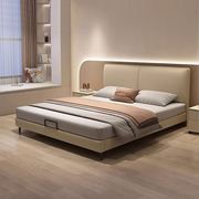 小户型真皮床意式极简双人1.8米主卧齐边床现代简约气压储物床