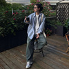 自制日系复古格纹长袖衬衫女学生法式拼接小众设计感港风气质衬衣