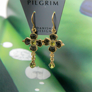 不可方物pilgrim艺术四叶草琉璃，奥地利水晶小众，复古耳环吊坠项链