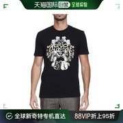 香港直邮Versace范思哲男士T恤黑色花纹图案柔软舒适透气休闲宽松