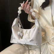 新中式国风珍珠手提包包女士2024夏天百搭链条单肩斜挎包小包
