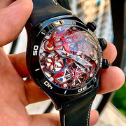 瑞夫泰格男士手表镂空机械表，皮带男表防水夜光多功能手表男