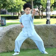 儿童武术中国风服装短袖棉男女童太极练功服少儿夏季功夫衣服亲子