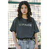 珍妮宇航局复古短袖t恤女夏季液态金属字母，印花小个子慵懒风上衣