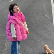 韩国童装儿童男女童中大童白鸭绒羽绒服马甲冬季纯色，高龄外套潮
