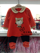 幼小童韩版童装 儿童套装 女童娃娃领橘色狐狸长袖打底裤2件套装