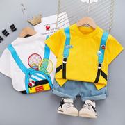 宝宝夏装男0一1-3岁男童短袖套装婴儿童夏天衣服小童洋气两件套潮