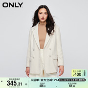 only奥莱潮流，百搭气质翻领双排，扣宽松西服女