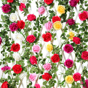仿真玫瑰花藤壁挂假花装饰藤条，空调管遮挡室内吊顶塑料花绢花藤蔓