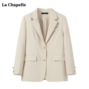 拉夏贝尔/La Chapelle设计感西装外套女秋季宽松小西服上衣