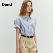 Dunst2024夏季经典半袖衬衫女士条纹透气薄纱短袖UDSH4B225