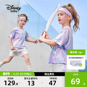 迪士尼女童速干衣运动套装，2024夏季儿童，夏装短袖套装两件套女