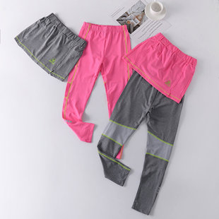 斯博兰帝女童运动跑裤超值两件套春秋紧身速干跑步训练健身长裤