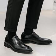 男士皮鞋春款英伦正装商务软底尖头休闲西装黑色内增高结婚新郎鞋