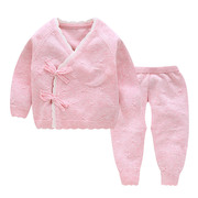 新生儿毛衣纯棉春秋婴儿针织衫套装，男女宝宝线衣开衫编织纱衣和服