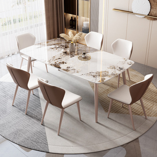 意式轻奢岩板餐桌椅组合现代简约小户型饭桌家用高端依诺西餐桌子