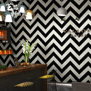 北欧黑白条纹壁纸现代简约几何曲线条纹酒吧服装店客厅工业风墙纸