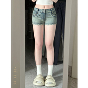 美式低腰牛仔短裤女夏季薄款2023小个子高腰显瘦a字辣妹热裤