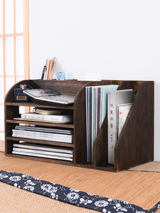 书架桌上学生小书柜子办公收纳桌面置物架实木架子书桌书橱储物架