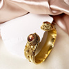 法国LA2L天然宝石开口粗环手镯女欧洲小众独特设计感个性手环