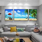 客厅沙发背景墙画三联客厅风景装饰画海景大自然山水壁画晶瓷挂画