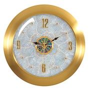 黄铜挂钟现代简约新中式轻奢圆形创意装饰钟表客厅挂墙时钟石英钟
