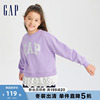 gap女童秋冬logo假两件抓绒保暖卫衣，儿童装时髦洋气上衣799118