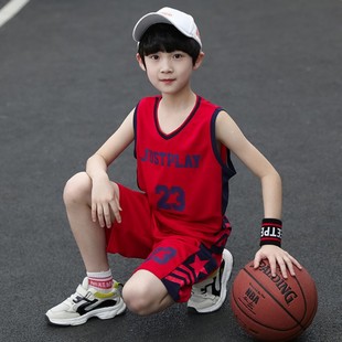 夏季男童篮球服跑步运动速干衣两件套装男孩足球服中大童学生背心