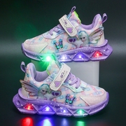 闪灯童鞋发光会亮的鞋子七彩运动鞋儿童彩虹灯带灯闪光女童爱莎鞋