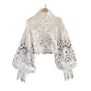法式复古宫廷风蕾丝镂空衬衫，女设计感小众，洋气灯笼袖上衣超仙小衫