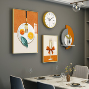 餐厅装饰画现代简约创意钟表，组合壁画餐桌，饭厅背景墙大气轻奢挂画