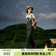 紫涵绿色工装背带裤女2024夏季日系设计感宽松休闲直筒连体裤