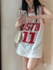 chic港风运动篮球服背心女夏季设计感小众宽松白色T恤无袖上衣潮