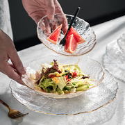 金边水果盘北欧风格玻璃盘子个性，创意现代客厅，家用茶几果盘ins风