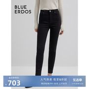 blueerdos秋冬修身黑色铅笔裤女牛仔裤b236m3025
