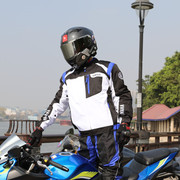 摩托车骑行服摩旅机车，骑行夹克防风，透气赛车服装防摔耐磨蓝色