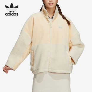 Adidas/阿迪达斯三叶草仿羊羔绒运动女子保暖外套HY4255