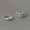 s925纯银女戒指小众设计甜心粉色，锆石闭口戒指，不规则肌理食指指环