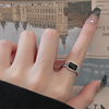 s925纯银黑玛瑙链条，食指戒指女小众，设计时尚个性2022年潮可调